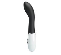 Vibratore punto G, stimolatore vaginale silicone ABS, waterproof, 30 modalità vibrazione, design curvo ergonomico, impugnatura confortevole, colore nero bianco, lunghezza 18,2 cm, batterie AAA