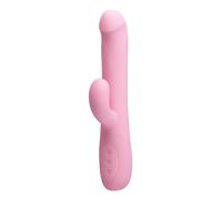 VIBRATORE RABBIT CON ROTAZIONE IN SILICONE RICARICABILE USB ROSA TOYS PER DONNA