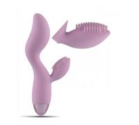 Vibratore rabbit doppio dildo liscio vaginale e clitoride in silicone fallo rosa