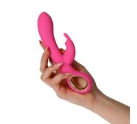 Vibratore rabbit in morbido silicone doppio fallo vibrante vaginale clitoride