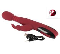 vibratore rabbit in silicone rosso ricaricabile stimolatore vaginale anale red