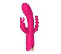 Vibratore rabbit triplo dildo vibrante vaginale clitoride fallo palline anali