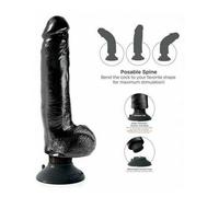 Vibratore realistico maxi nero con ventosa e testicoli dildo fallo vaginale anal