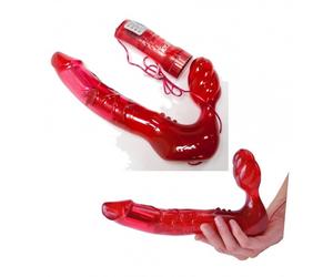 Vibratore realistico strapless fallo doppio vibrante indossabile vaginale anale