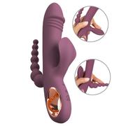 Vibratore stimola vagina Punto G Clitoride Slim Triple Plum Perle anali Silicone