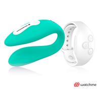 Vibratore telecomandato Wearwatch dual pleasure wireless technology watchme acquamarina e bianco