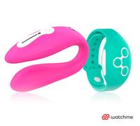 Vibratore telecomandato Wearwatch dual pleasure wireless technology watchme acquamarina e fucsia