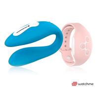 Vibratore telecomandato Wearwatch dual pleasure wireless technology watchme celeste e rosa