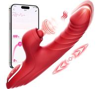 Vibratore Thrusting Dildo per Donne G Spot Vibratore Stimulatore Clitorale Sex Toys Dildos con 10 Vibration 7 Thrust Mode con Leccare, Vibratori Coniglio Adulto Sex Toy (Red)