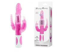 VIBRATORE TRIPLO DILDO realistico vibrante ROTANTE anale sesso a tre SEX TOY