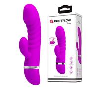 Vibratore vaginale in silicone super soft morbido viola con stimolatore clitorid