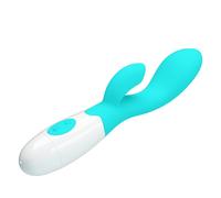 Vibratore Vaginale Rabbit da Donna Dildo Doppio Stimolatore Impermeabile Celeste