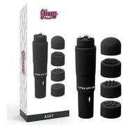 Vibratore Wand Tascabile Glossy Kurt - 4 Testine, Nero