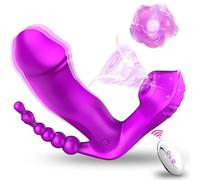 Vibratoreper Donna Professionale Sex Toys - Vibratore Clitoride Dildo Con 10 Modalità Sbattere & Vibrare & Leccare 3 in 1 Vibratore Rabbit Sex Toys Dildo Wireless Stimolatore per Clitoride & Anale