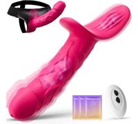 Vibratori per Coppia, Dildo Vibrante Strapon, Dildo Indossabile Sessuale Stimolazione del Punto G Clitoride Anale, Sex Toys Vibratore per Donna, Toys Sessuali Strap on per Coppie Uomo Donna Lesbica