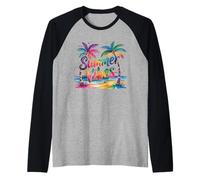 Vibrazioni estive colorate, Rainbow Palm Tree, Beach Paradise Fun Maglia con Maniche Raglan