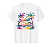 Vibrazioni estive colorate, Rainbow Palm Tree, Beach Paradise Fun Maglietta
