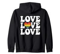Vibrazioni Positive dal Design Grafico Retro Love Rainbow Heart Pride Felpa con Cappuccio