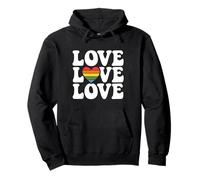 Vibrazioni Positive dal Design Grafico Retro Love Rainbow Heart Pride Felpa con Cappuccio