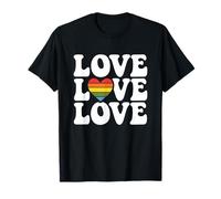 Vibrazioni Positive dal Design Grafico Retro Love Rainbow Heart Pride Maglietta
