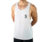 Vibrha Canotta Palestra Uomo Bodybuilding Bianca L Dorso a Vogatore - Canottiera Uomo Palestra, Canotta Allenamento, Zumba Abbigliamento, Abbigliamento Beach Volley