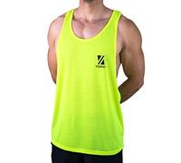 Vibrha Canotta Palestra Uomo Bodybuilding Gialla Fluo L Dorso a Vogatore - Canottiera Uomo Palestra, Canotta Allenamento, Zumba Abbigliamento, Abbigliamento Beach Volley