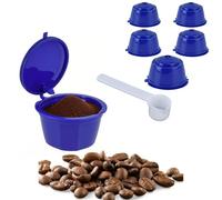 Vibrivio 5 Pezzi Capsule Caffè Riutilizzabili 50ml con Cucchiaio,Filtro in Acciaio Inossidabile 304 BPA Free, Compatibili con Melody Genio Mini Me Esperta Circolo, Set Accessori Macchina Caffè, Blu