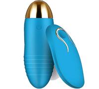 Vibro Uova FOPS Controllato a Distanza con 20 Modalità di Vibrazione - Lunghezza 8 cm e Diametro 3 cm - Silicone e ABS, Quasi Silenzioso e Impermeabile - Mini Vibratore con Telecomando, Blu M17-16