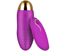 Vibro Uova FOPS Controllato a Distanza con 20 Modalità di Vibrazione Lunghezza 80mm e Diametro 30mm Silicone Biocompatibile e ABS Silenzioso e Discreto Mini Vibratore con Telecomando Viola M17-16