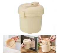 Vibsky Cuociriso e pentola a vapore per microonde con sistema di circolazione del vapore per una cottura uniforme, portatile e lavabile in lavastoviglie, beige