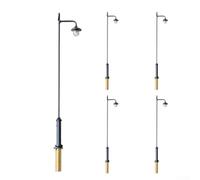 Vibsky Lampione stradale di rame della scala LED della scala LED della | Confezione da 5 LED in stile antico, bianco caldo, controllo realistico del fascio, adatto per layout HO/OO