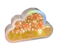 Vibsky Nuvola fai da te per luce notturna a tulipano con specchio, lampada da tavolo a LED per decorazione camera da letto, luci soffuse integrate, ornamento floreale creativo per la casa, regali per