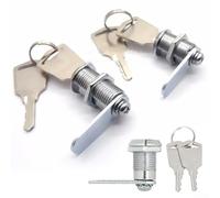 Vibsky Serratura per cassetti in lega di alluminio per armadietto, cassetta postale, mobili per archiviazione, apertura 12 mm, materiale in lega di zinco, argento, con 2 chiavi