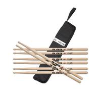 Vic Firth FS5B Freestyle 5B - Set di 4 paia di bacchette extra lunghe in noce americano, con custodia per bastoni essenziali, per pratica, allenamento tecnico, prove e concerti