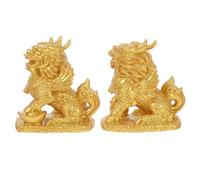 VICASKY 1 Coppia Di Kylin Feng Shui: Statuetta Qilin Con Ricchezza E Prosperità - Statuetta Feng Shui Dorata Per La Decorazione Della Casa - Scultura Cinese Del Guardiano Per Il Soggiorno