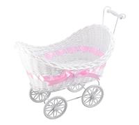 VICASKY 1 Pz Triciclo Ornamenti Doccia Matrimonio Cestino Rattan Carrello Vimini Passeggino Miniatura Passeggino Vimini Passeggino Decorazione Carrozzina Vimini Passeggino Rosa
