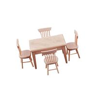 VICASKY 1 set/5 pezzi in miniatura scrivania e sedie per casa delle bambole fatto a mano in legno resistente alla luce, perfetto per gli appassionati di decorazione