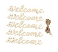 VICASKY 1 Set Cartello di Benvenuto in Legno Parola Porta Ingresso di Benvenuto del Giardino Home Decor casa Arredamento Cartello di Benvenuto Appeso segni per la casa di Legno Beige