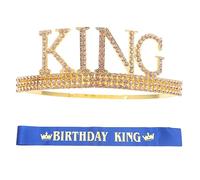 VICASKY 1 Set cintura cerimoniale della compleanno numero soprammobili tiara cosplay corone di festa glitterata di costume Sash e Crownset lega