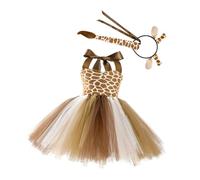 VICASKY 1 Set Di Abbigliamento Da Giraffa Copricapo Con Corna Di Renna Per Ragazze Costume Da Renna Con Fascia Per Costume Da Renna Con Corna Di Renna Coda Di Renna Per Feste