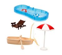 VICASKY 1 Set di accessori per la casa delle bambole piscina in miniatura sedia a sdraio barca per piscina decorazione casa delle bambole modello