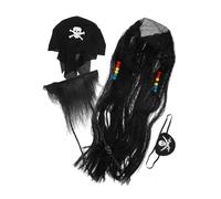 VICASKY 1 set di costume da pirata con parrucca per occhi e finti travestimenti per Halloween Carnevale e feste pirata, leggero e confortevole per ore di comfort