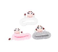 VICASKY 1 set di fasce per capelli con mucca dei cartoni animati, estensibili e delicati sulla pelle, per la pulizia del viso, spa e attività ricreative