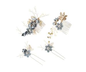 VICASKY 1 set di forcine a forma di U con pezzi per acconciature da sposa, pettine a fiori per accessori da sposa, per acconciature e boccole per capelli, antiscivolo e leggero