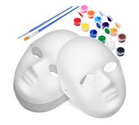 VICASKY 1 set di maschere di carta dipinte a mano maschere vuote colori pennelli creativi kit creativo per Halloween Carnevale palla in maschera e decorazione divertente per adulti