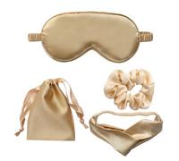 VICASKY 1 set di maschere per dormire in seta artificiale con elastici per capelli e custodia pratica per dormire e viaggiare colore dorato