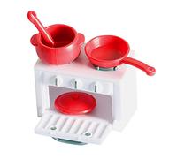 VICASKY 1 set di micropiano cottura, piccola cucina giocattolo, accessorio per la casa delle bambole, mini cibo in miniatura, mini fornello da cucina, piccola pentola in plastica