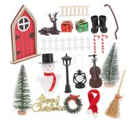 VICASKY 1 set di mobili con decorazione natalizia, mini scopa in legno di paglia