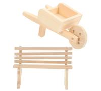 VICASKY 1 set di mobili in miniatura, mini panca in legno e trolley per la casa delle bambole, decorazione per micro paesaggi e progetti, materiali in legno di alta qualità per un design creativo