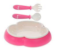 VICASKY 1 set di ovetti per neonati, prima ciotola a ventosa per bambini, set di alimentazione complementare, ciotola di silice, colore rosso